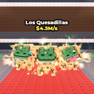 ロスタコブロックから4%で排出「Los Quesadillas(ロス・ケサディーヤス)」は供給過多で価値が伸び悩むSecret?レア度・価値まとめ【Steal a Brainrot】