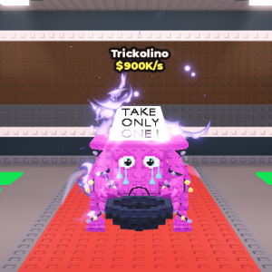 ハロウィンの看板を掲げる紫色のキャラ「Trickolino(トリコリノ)」はSpooky Lucky Block産のSecret?レア度・価値まとめ【Steal a Brainrot】